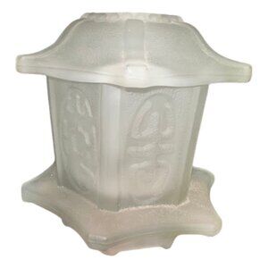Vintage White Frosted Glass 2 Piece Pagoda Fairy Lamp / Candle Holder